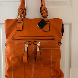 Wilsons Leather Vibrant Orange Tote Bag